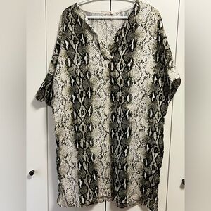 Anna Melani Made in Italy Snake Print Linen Dress oversized S